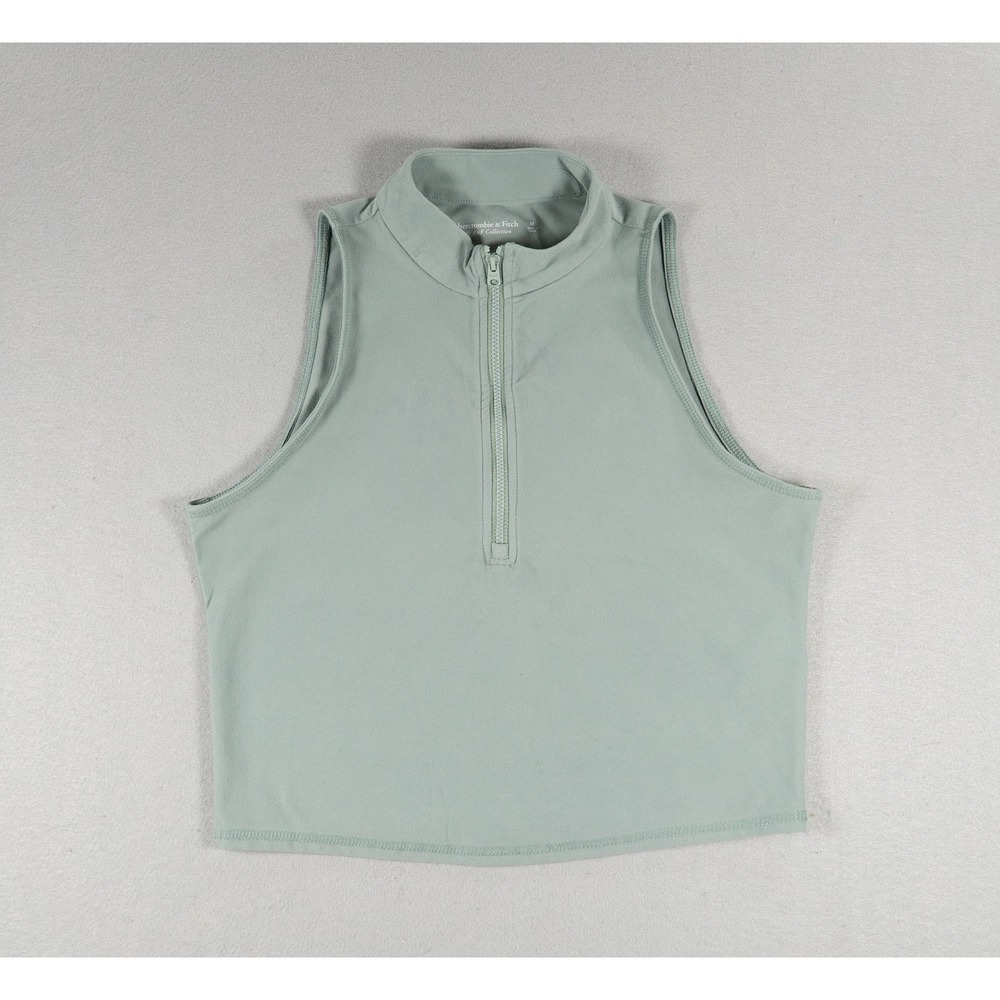 Abercrombie & Fitch Soft A&F Quarter‎ Zip Tank Top Sage Green Womens Medium